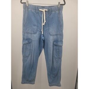 Gap Soft Denim Straight Cargo Pull On Pants Sz S